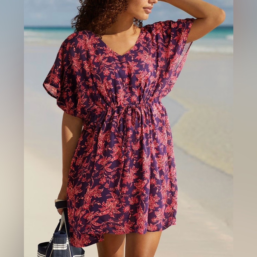 Lands' End Women’s Red and Black Floral Swim Coverup / Size XL/XXL / Brand NWT